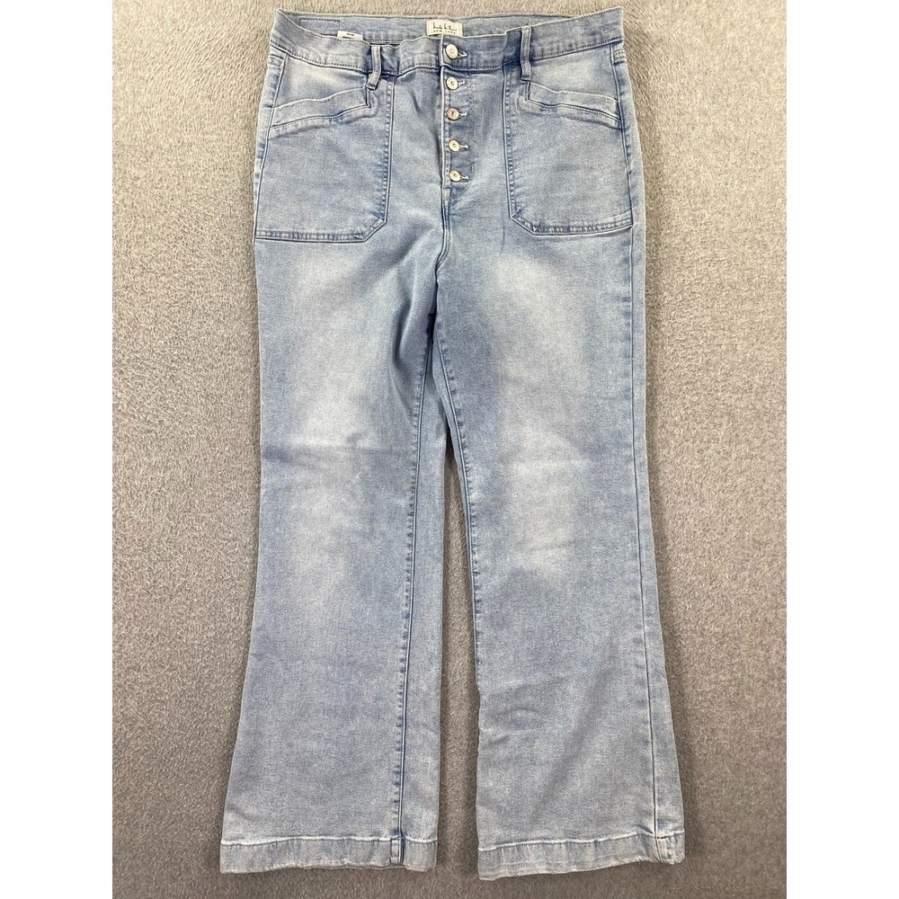 Nicole Miller New York Jeans Womens 16 Nomad Super High Rise Flare Light Wash